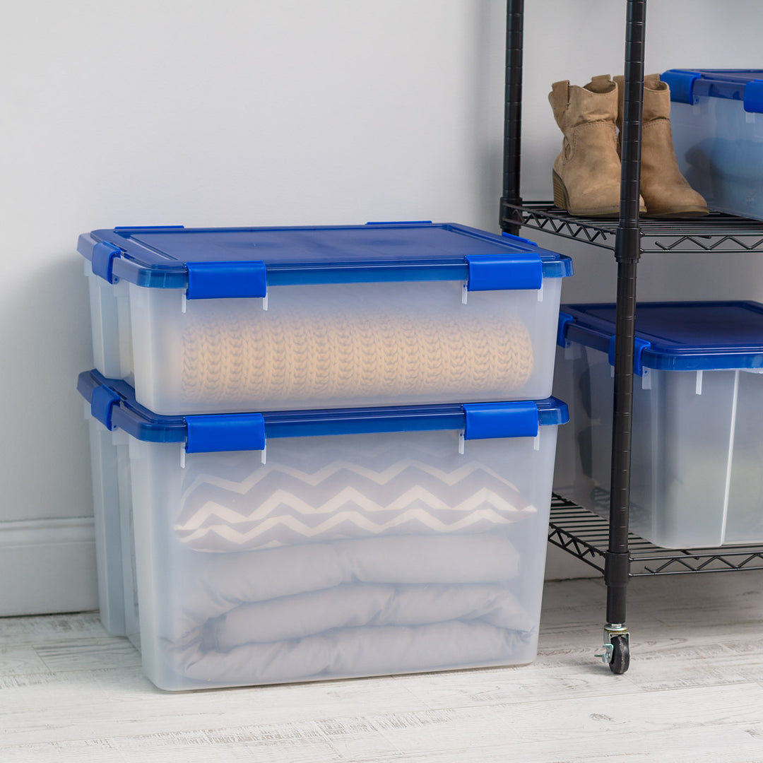 74 Qt. Weatherpro Airtight Plastic Bin Sealed Lid Secure Latching Buckles Clear Single Pk - IRIS USA, Inc.