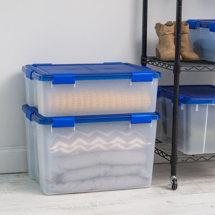 74 Qt. Weatherpro Airtight Plastic Bin Sealed Lid Secure Latching Buckles Clear Single Pk - IRIS USA, Inc.