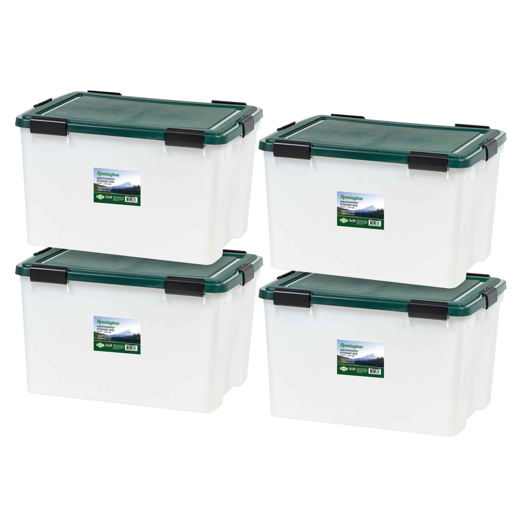 Remington Weathertight Heavy Duty Storage Tote 74Qt 4pk - IRIS USA