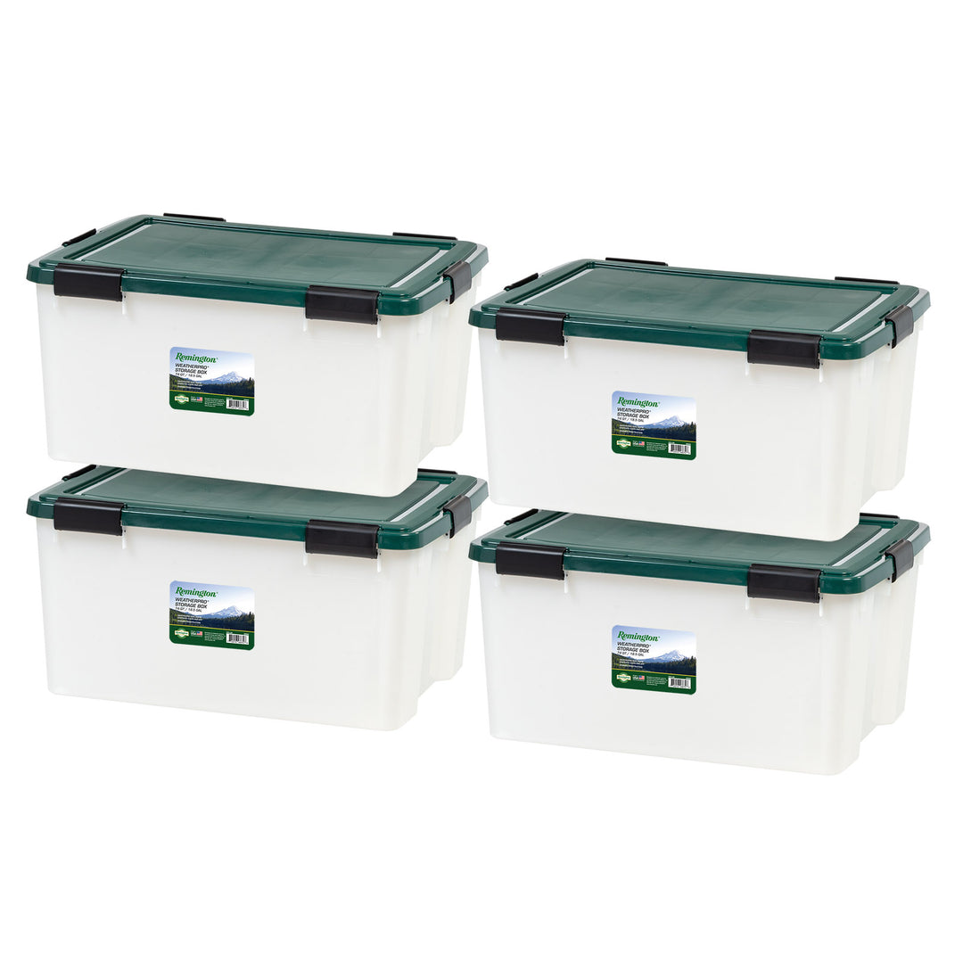 Remington Weathertight Heavy Duty Storage Tote 62.5Qt 4pk - IRIS USA