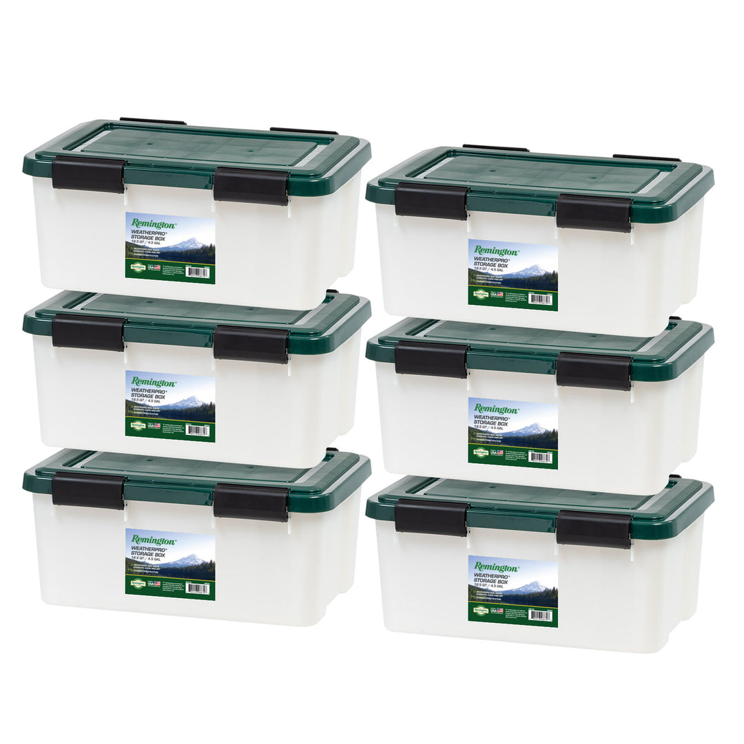 Remington Weathertight Heavy Duty Storage Tote 19Qt 6pk - IRIS USA