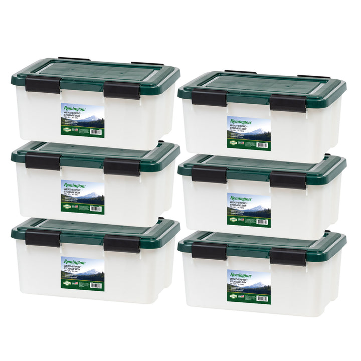 Remington Weathertight Heavy Duty Storage Tote 19Qt 6pk - IRIS USA