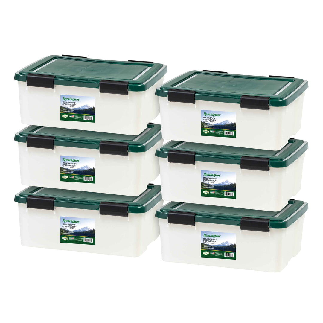 Remington Weathertight Heavy Duty Storage Tote 30.5Qt 6pk - IRIS USA