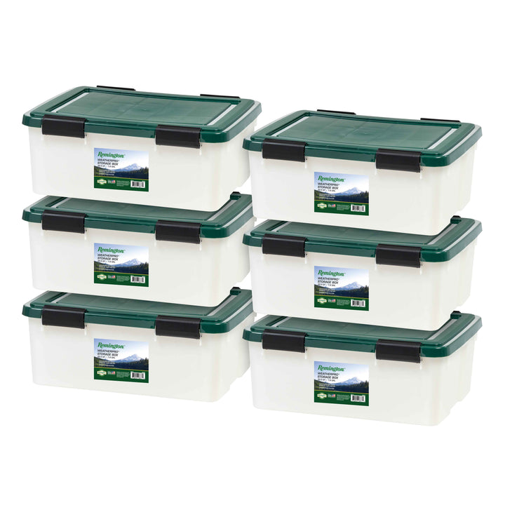 Remington Weathertight Heavy Duty Storage Tote 30.5Qt 6pk - IRIS USA