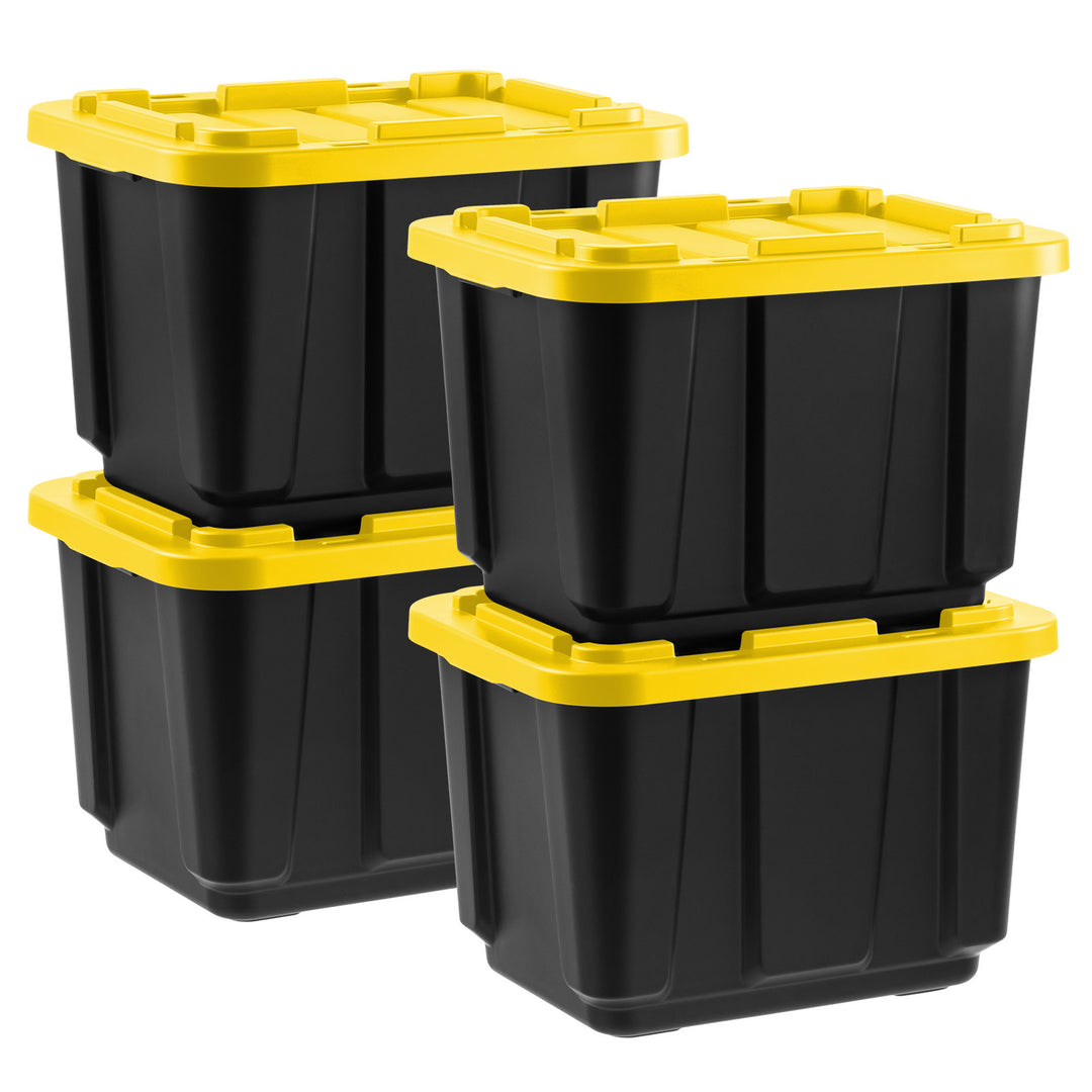 12 Gallon Heavy Duty Truck Bed Toolbox Storage Tote Bins with Lids, 4 Pack - Made in USA - IRIS USA