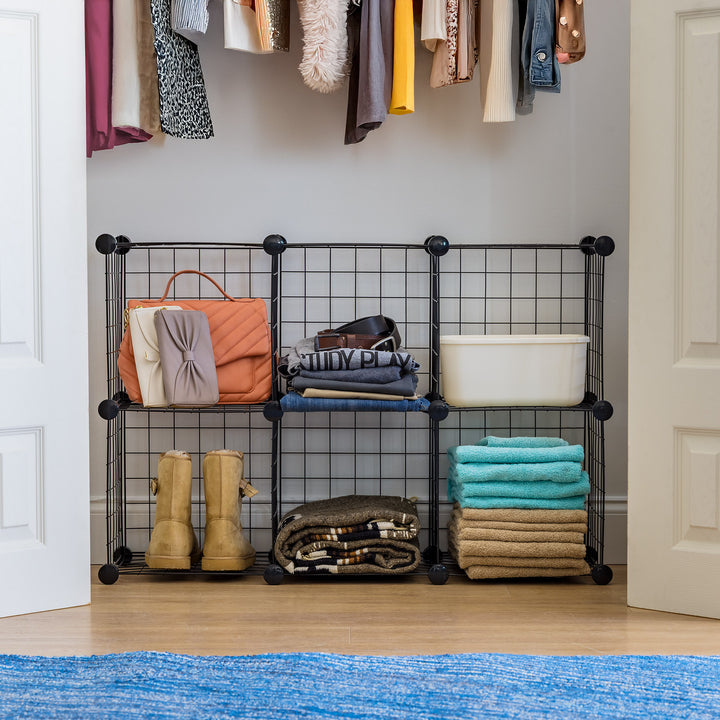 Wire Storage Cubes Modular, Black