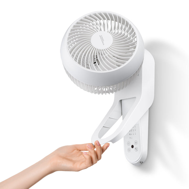 Wall-Mounted Fan with Remote, 360° Oscillating 7.1" Blades, 414.4 sq ft Coverage, for Garages, RVs, Campers, Office - IRIS USA