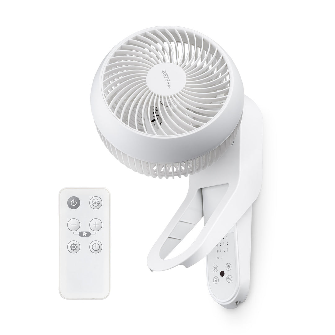 Wall-Mounted Fan with Remote, 360° Oscillating 7.1" Blades, 414.4 sq ft Coverage, for Garages, RVs, Campers, Office - IRIS USA