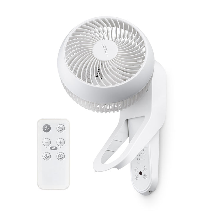 Wall-Mounted Fan with Remote, 360° Oscillating 7.1" Blades, 414.4 sq ft Coverage, for Garages, RVs, Campers, Office - IRIS USA