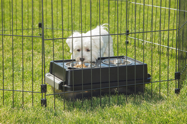 IRIS USA Metal Exercise Pet Playpen, Small Medium Dog Secure Fence Portable Easy Assemble Yard Outdoor Camping, 24"H-48"H 8-panel, Black - IRIS USA, Inc.