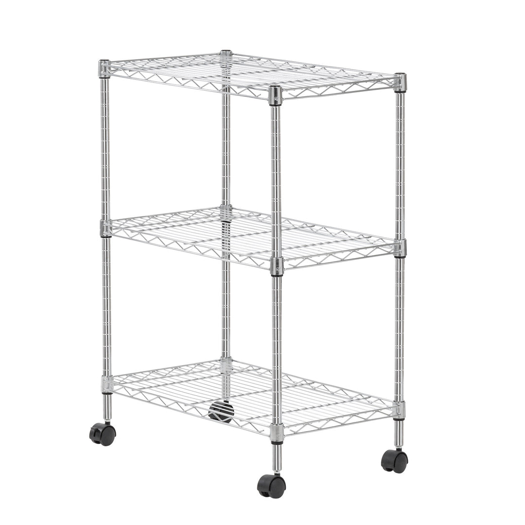 3-Tier Metal Wire Shelf Storage Unit with Casters Wheels, Silver - IRIS USA, Inc.