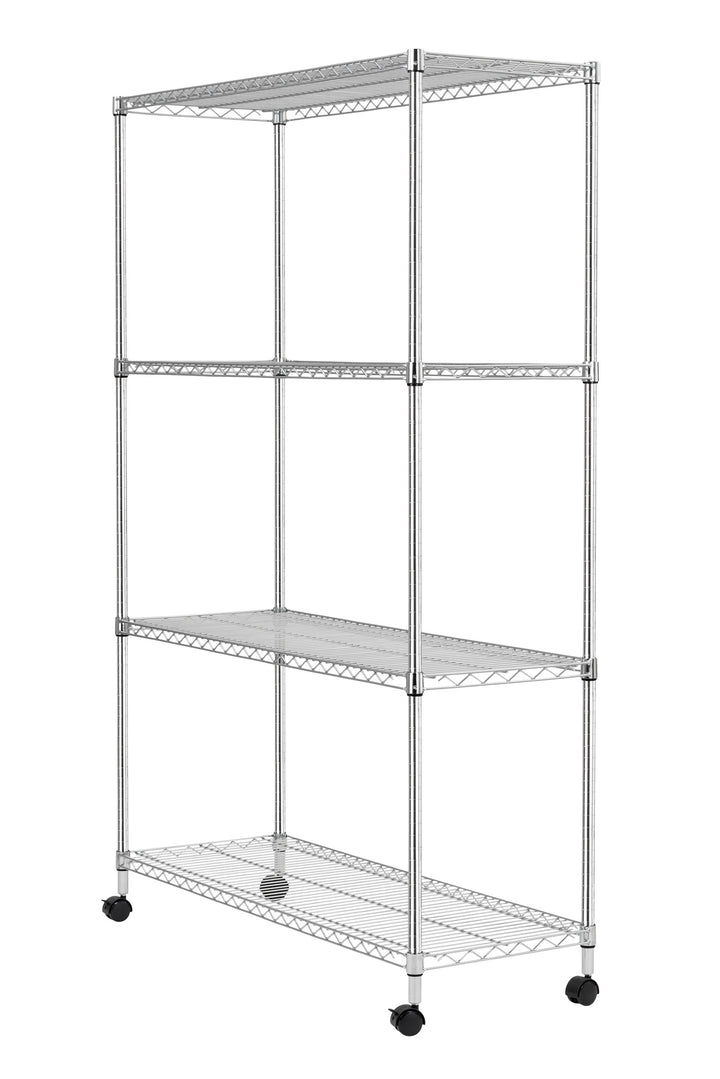 4-Tier Heavy-Duty Metal Wire Shelf with Caster Wheels,1200 lb. Capacity, Silver - IRIS USA, Inc.