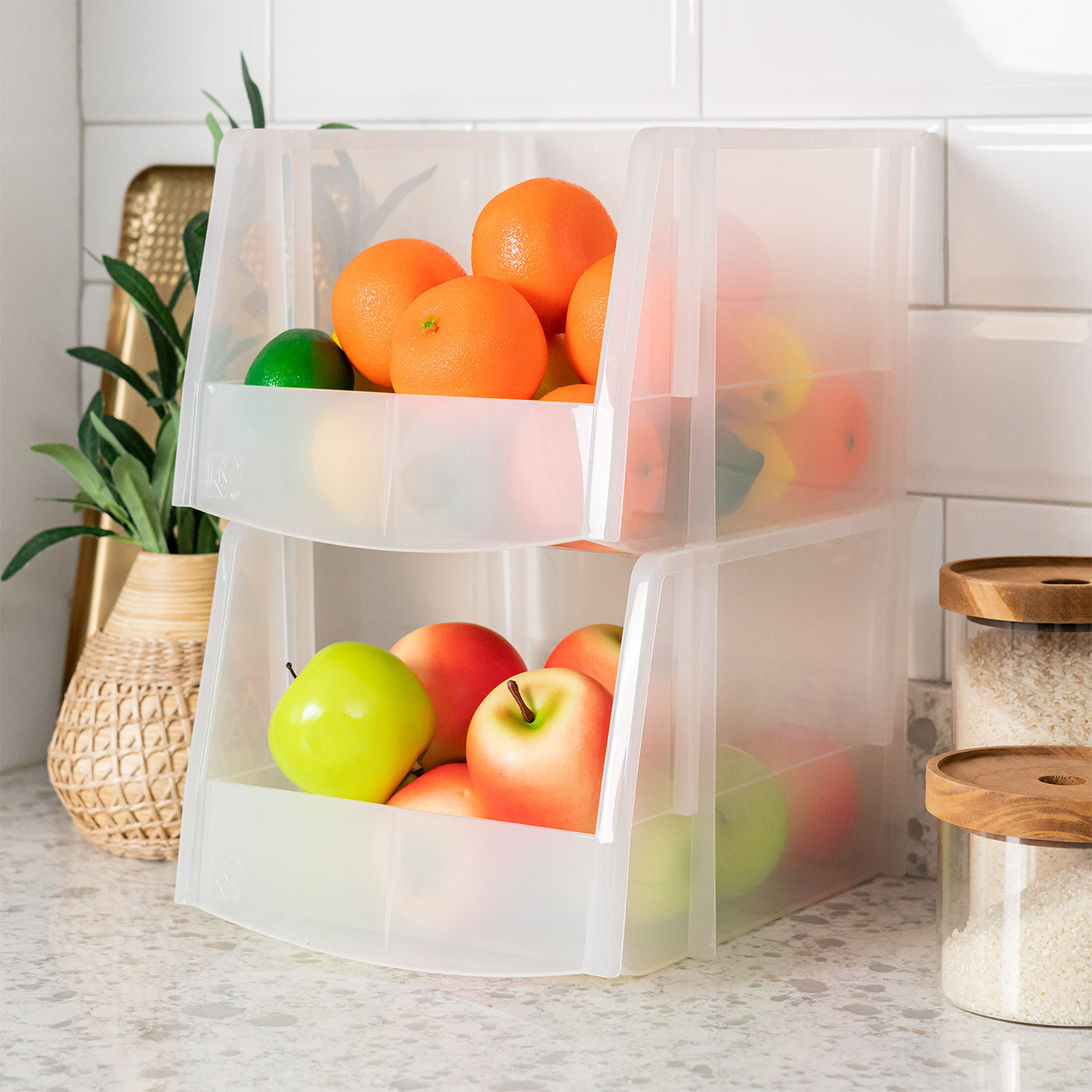Stackable Open Container Jumbo Stackable Open Front Bin, 4 Pack, Clear – IRIS USA