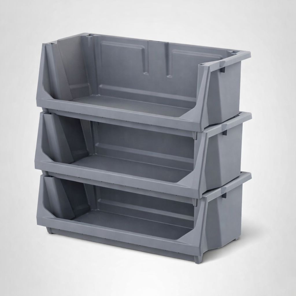 Open Front Stackable Storage Bins 3 pack - IRIS USA