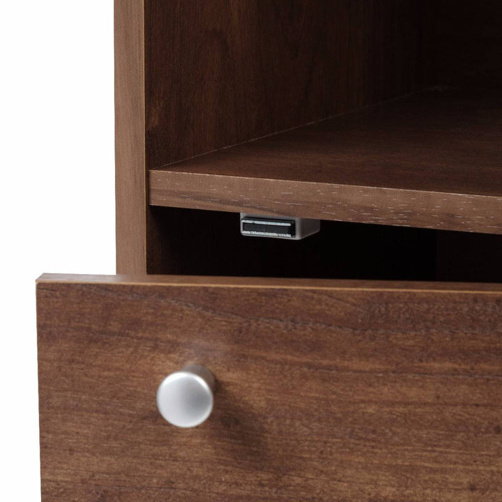 3-Tier Wood Storage Shelf with Door, Dark Brown - IRIS USA, Inc.