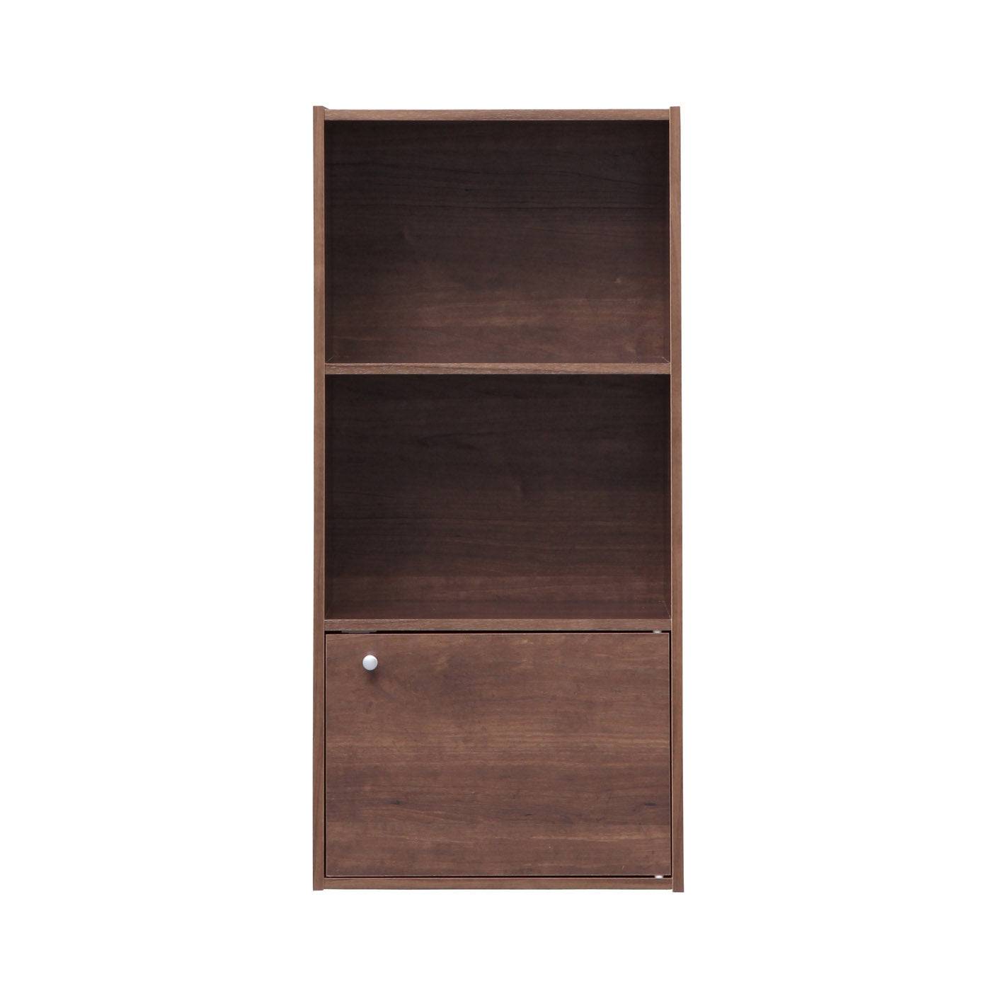 3 Tier Wood Storage Shelf with Door, Dark Brown – IRIS USA