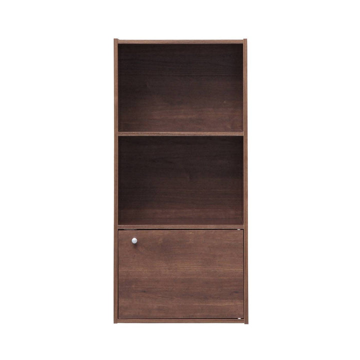 3 tier wood storage shelf with door front