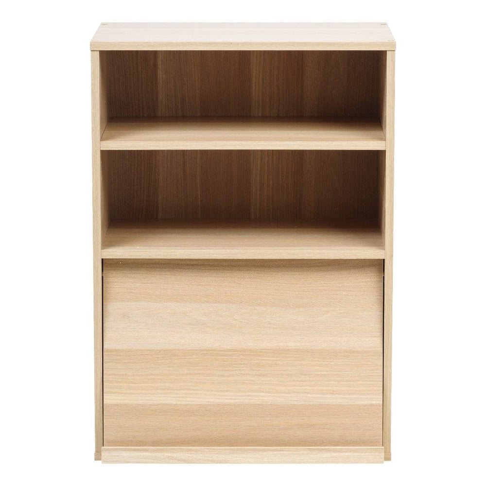 Open Wood Shelf with Pocket Door, Light Brown, Collan Series - IRIS USA, Inc.