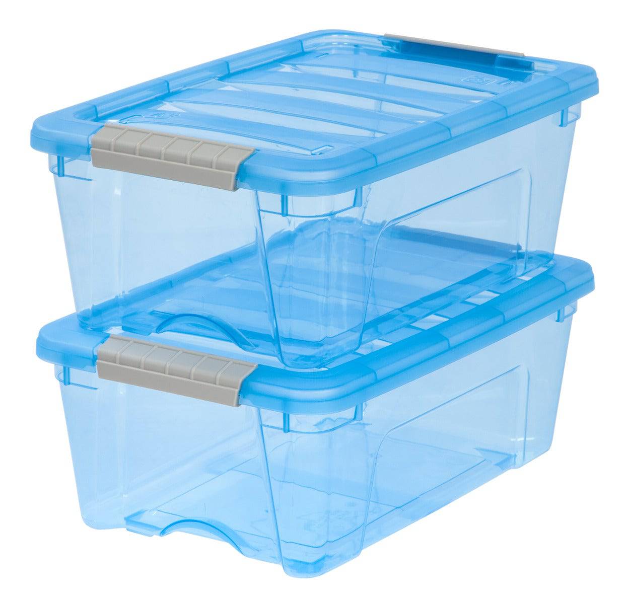 12 Quart Stack & Pull™ Box, 6 Pack, Trans Blue – IRIS USA
