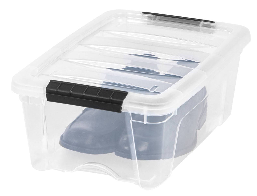 IRIS USA Stack and Pull clear 12 quart storage box with lid