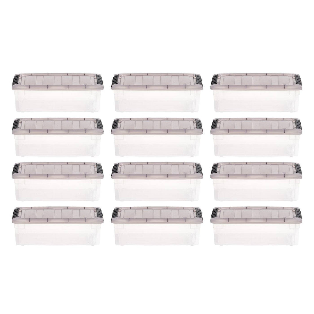 1.4 Gallon Stack & Pull Clear storage Box, Lid Gray, pack of 12 - IRIS USA, Inc.