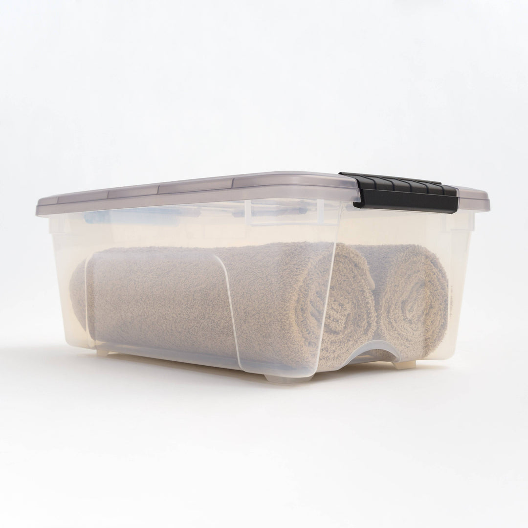 3 Gallon Stack & Pull Clear storage Box, Lid Gray, pack of 8 - IRIS USA, Inc.