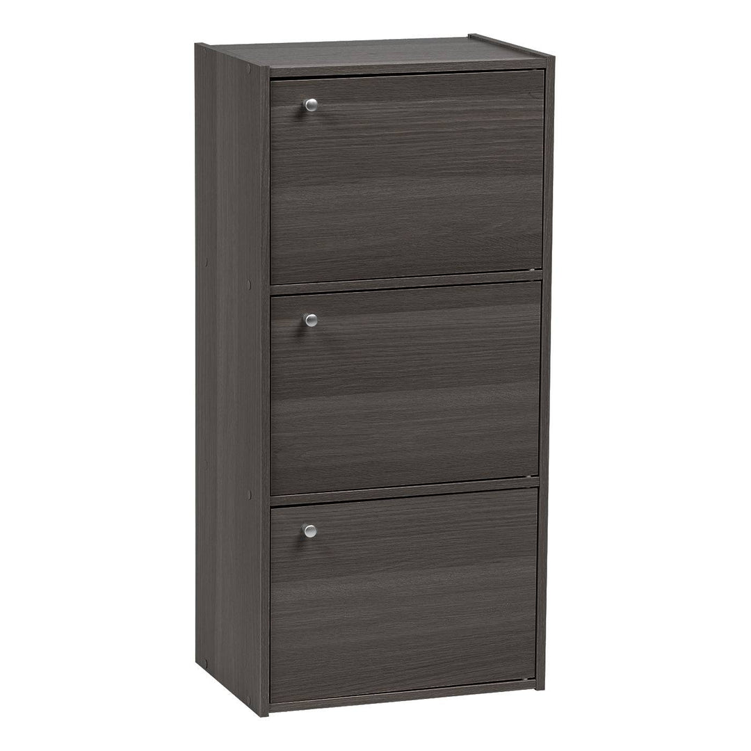IRIS USA 3 Tier Small Storage Cabinet, Portable Storage Shelf Unit, Small Bookcase with Doors, Grey - IRIS USA, Inc.