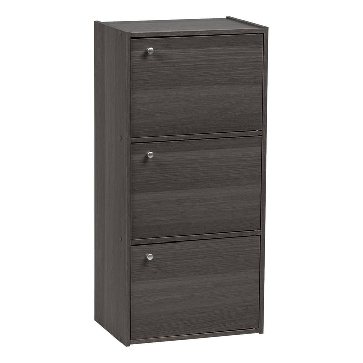 IRIS USA 3 Tier Small Storage Cabinet, Portable Storage Shelf Unit, Small Bookcase with Doors, Grey - IRIS USA, Inc.