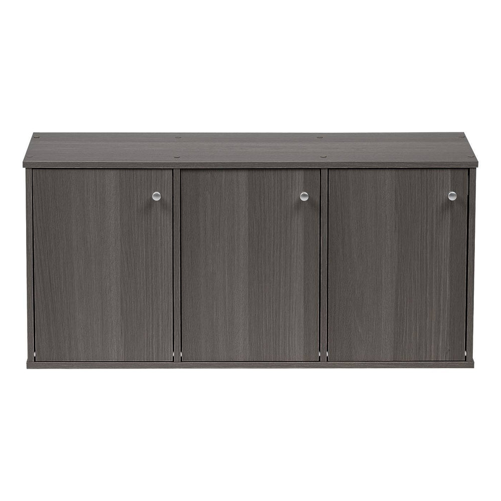 IRIS USA 3 Tier Small Storage Cabinet, Portable Storage Shelf Unit, Small Bookcase with Doors, Grey - IRIS USA, Inc.