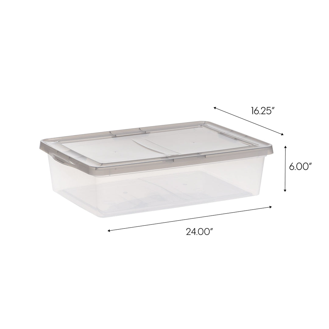 7 Gallon Snap Top Plastic Storage Box, Clear wih Gray Lid, Pack of 6 - IRIS USA, Inc.