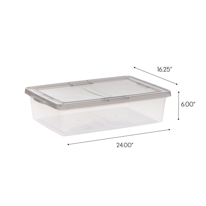 7 Gallon Snap Top Plastic Storage Box, Clear wih Gray Lid, Pack of 6 - IRIS USA, Inc.