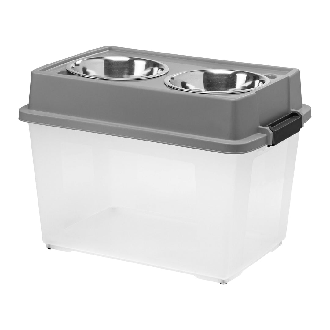 eLarge Elevated Feeder with Airtight Storage, Chrome - IRIS USA, Inc.
