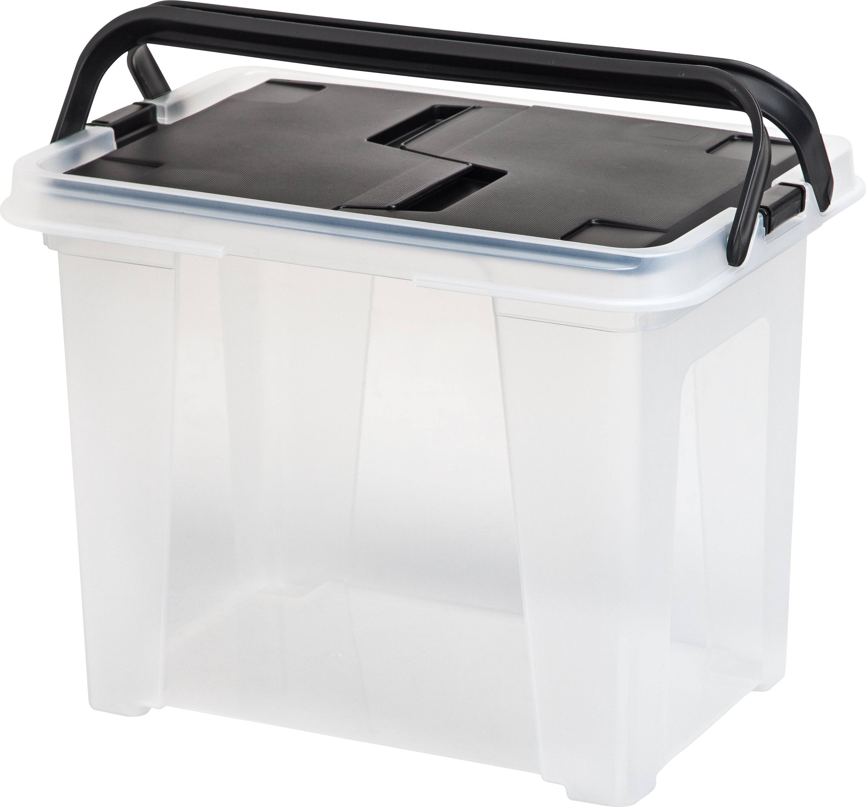 Letter Size Portable Wing-Lid File Box with Handles, 4 Pack, Black ...