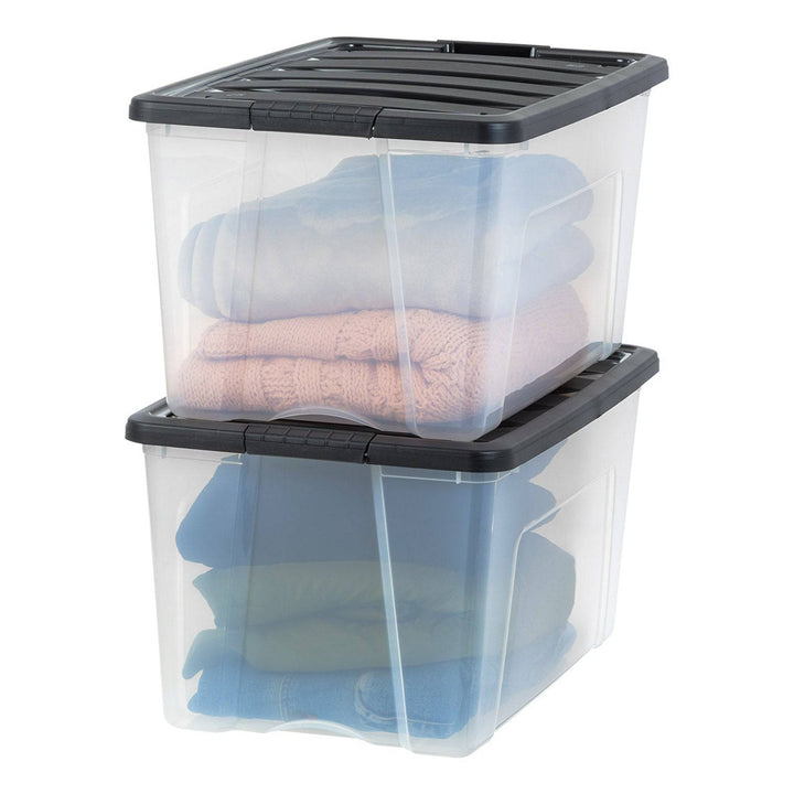 Plastic Storage Bins, Stackable Storage Container with Secure Latching Buckles and Black Lid, 72 Qt. - IRIS USA, Inc.