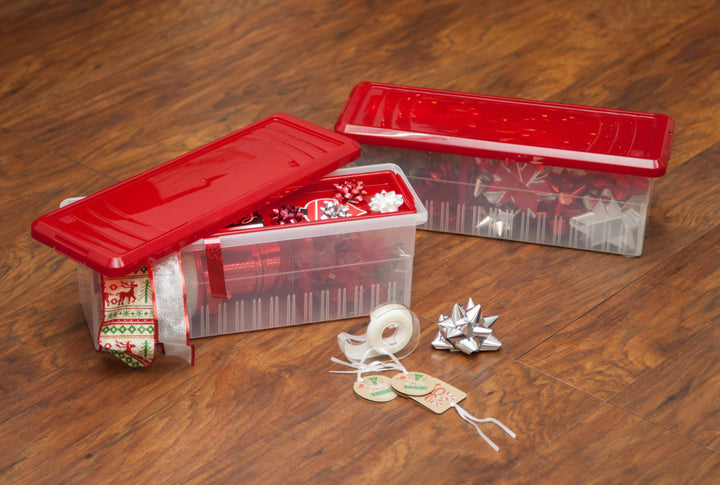 Ribbon Storage Box - 3 Pack - Red - IRIS USA, Inc.