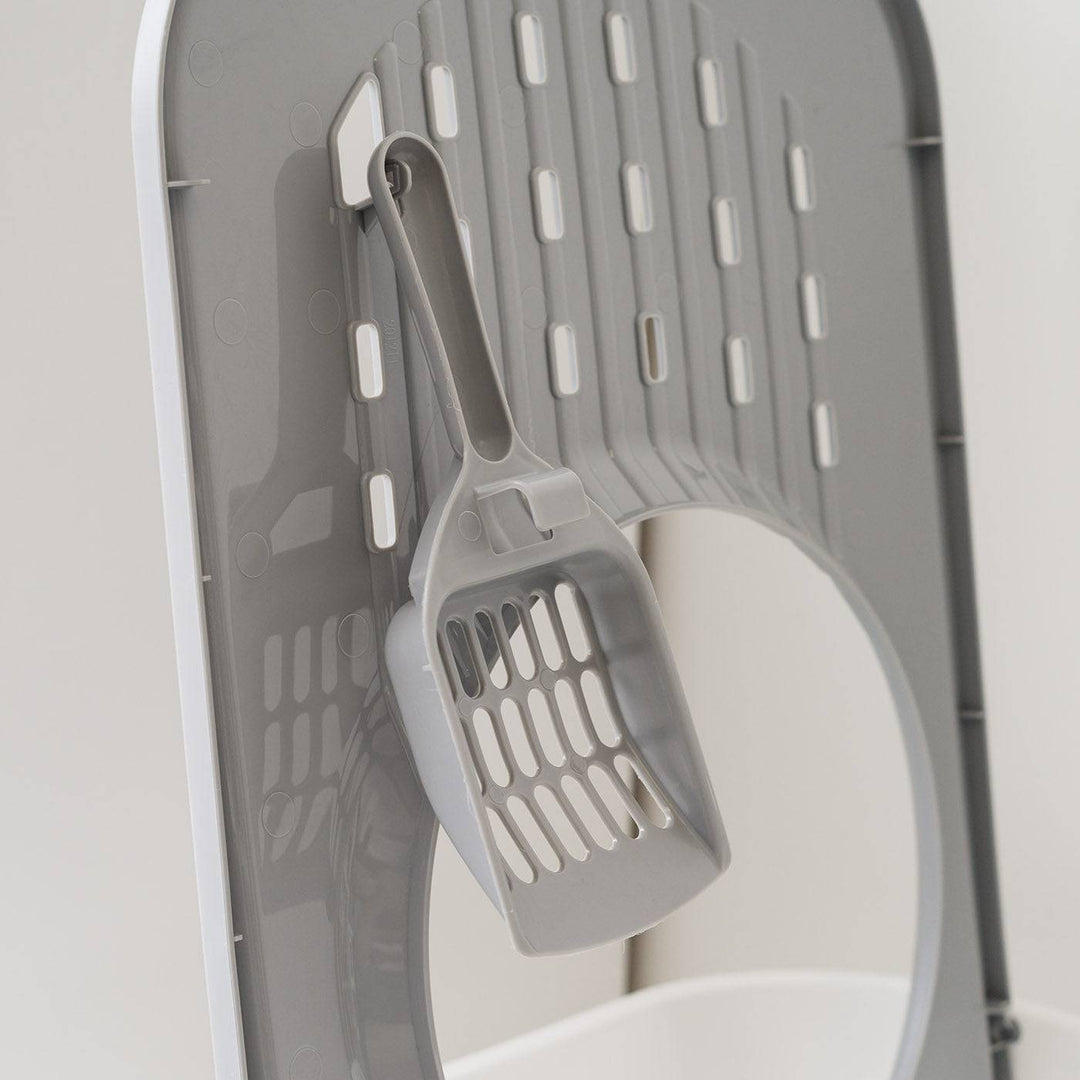 IRIS USA Top Entry Cat Litter Box with Scoop, White/Gray - IRIS USA, Inc.