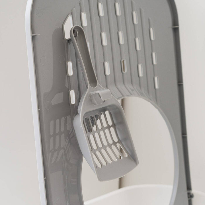 IRIS USA Top Entry Cat Litter Box with Scoop, White/Gray - IRIS USA, Inc.