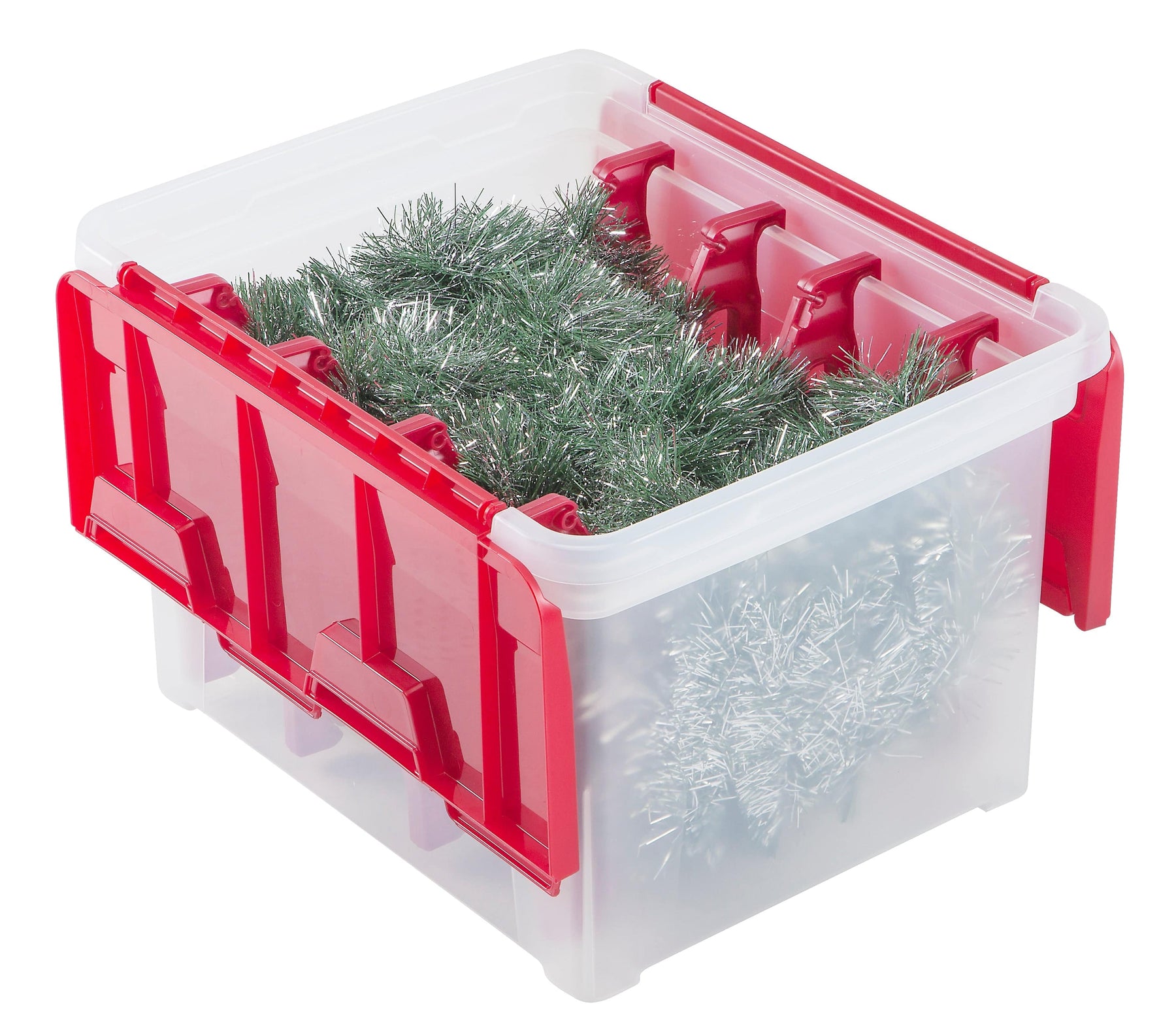 Wing Storage Wing-Lid Storage Box with 4 Light Wraps - 3 Pack - Clear/Red – IRIS USA
