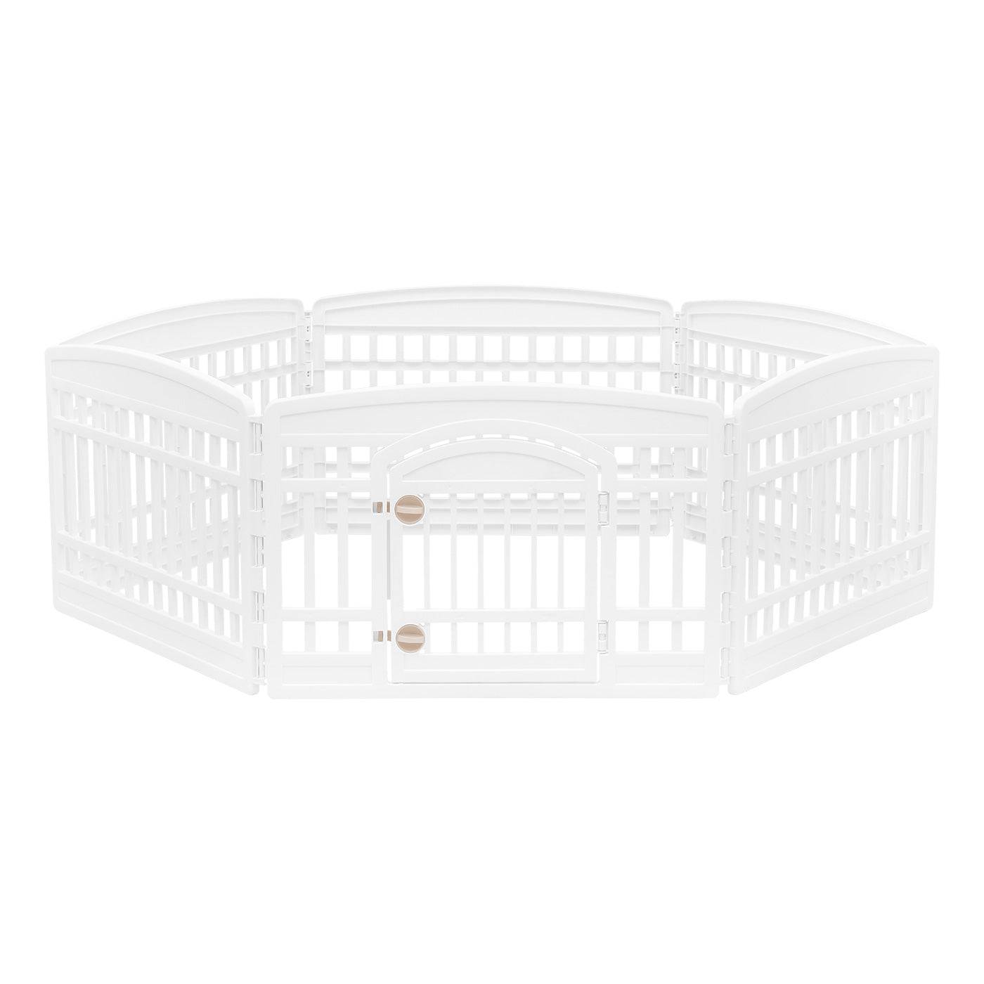 24-inch 6 Panel Exercise Pet Playpen with Door, White – IRIS USA