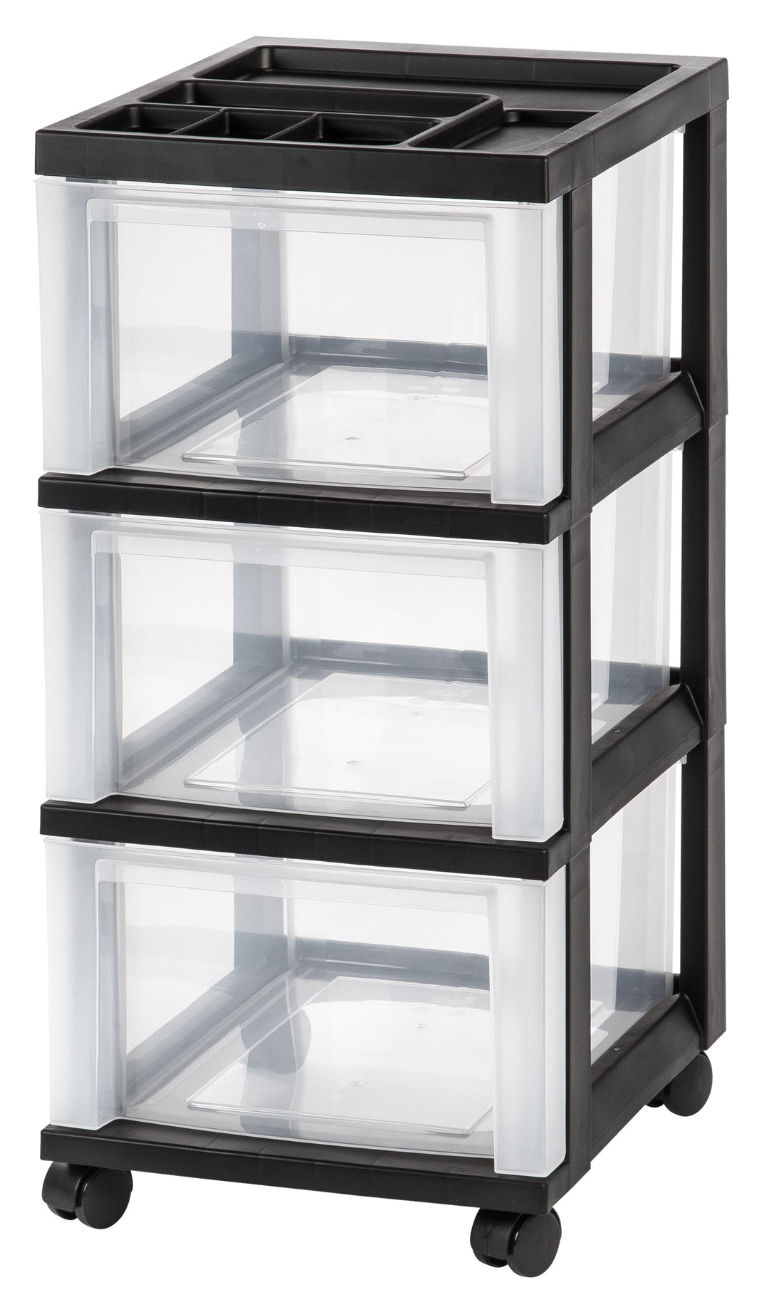 Medium 3-Drawer Cart with Organizer Top, Black - IRIS USA, Inc.