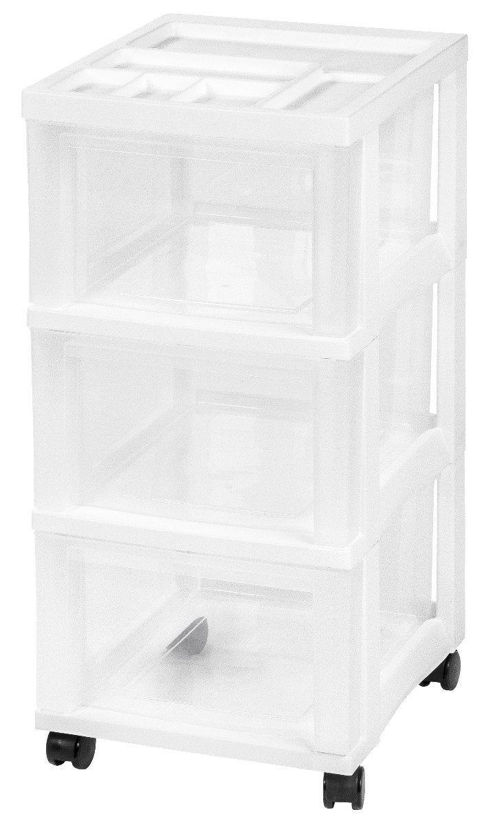 Storage Cart with Organizer Top - 3 Drawer - image 1#color_white