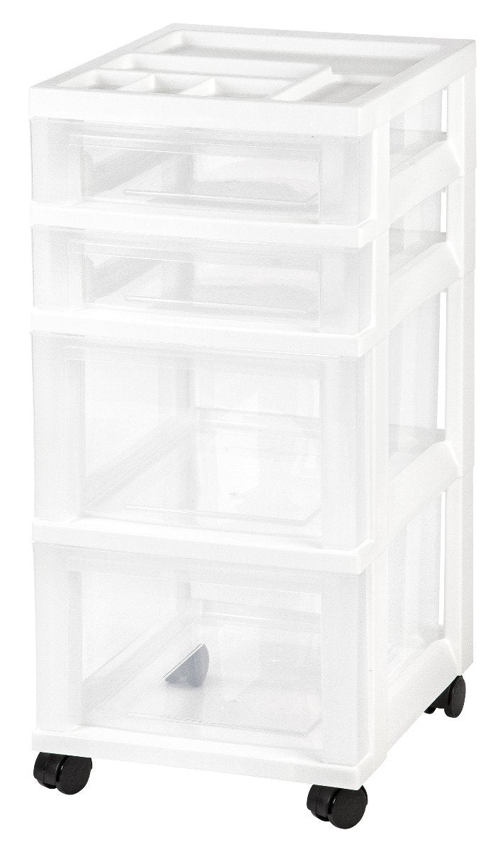 Storage Cart with Organizer Top - 4 Drawer - image 1#color_white