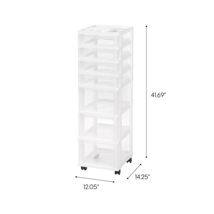 7-Drawer Storage Cart with Organizer Top, White - IRIS USA, Inc.