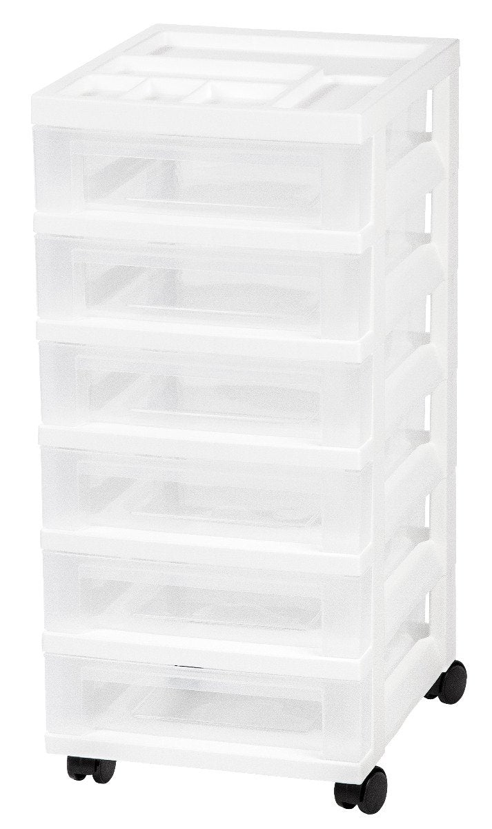 Storage Cart with Organizer Top - 6 Drawer - image 2#color_white