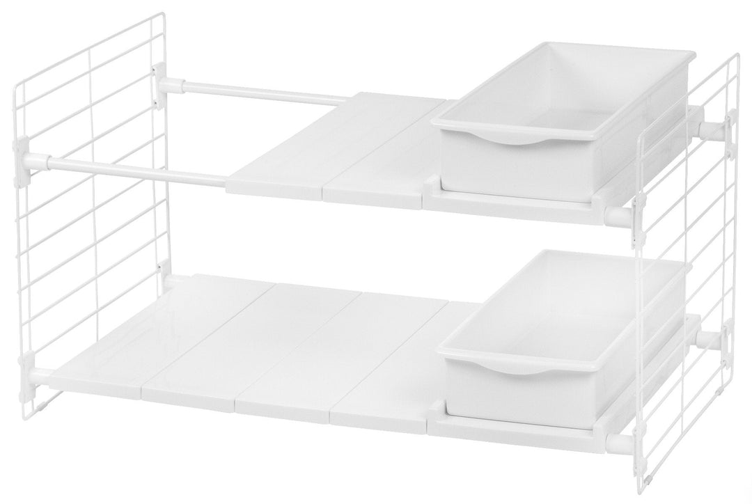 Expandable Under sink Organizer with Two Sliding Drawers - image 1#color_white