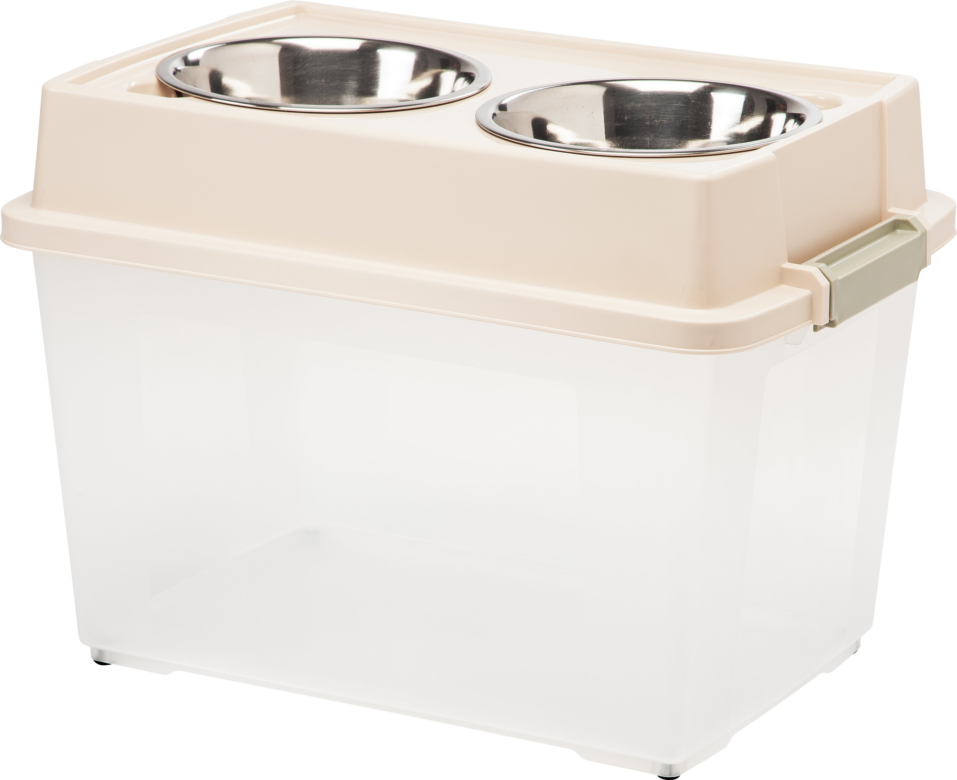 Large Elevated Feeder with Airtight Storage Almond
