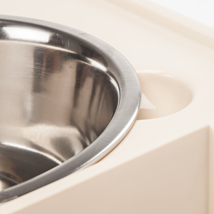 Large Elevated Feeder with Airtight Storage, Almond - IRIS USA, Inc.