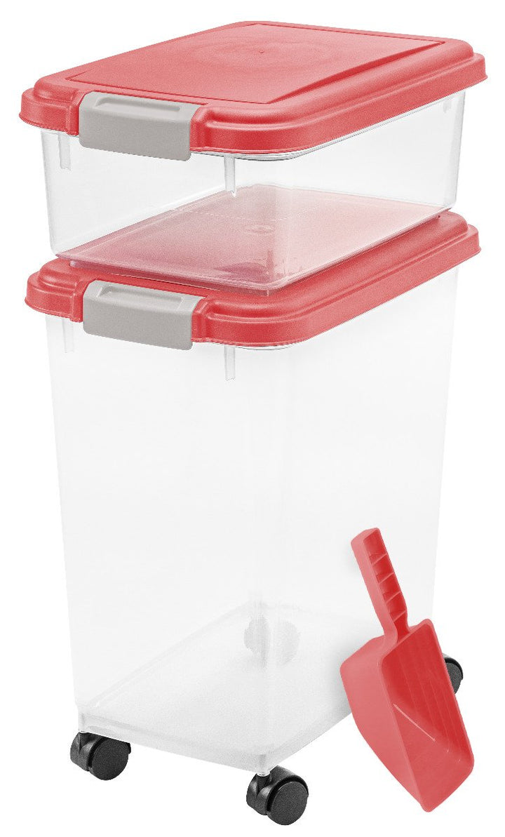 Airtight Pet Food and Treat Storage Combo with Scoop - image 4#color_red