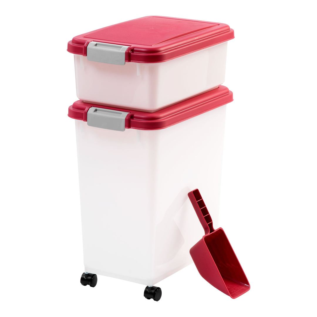 3-Piece Airtight Pet Food Container Combo, Red/Pearl - IRIS USA, Inc.