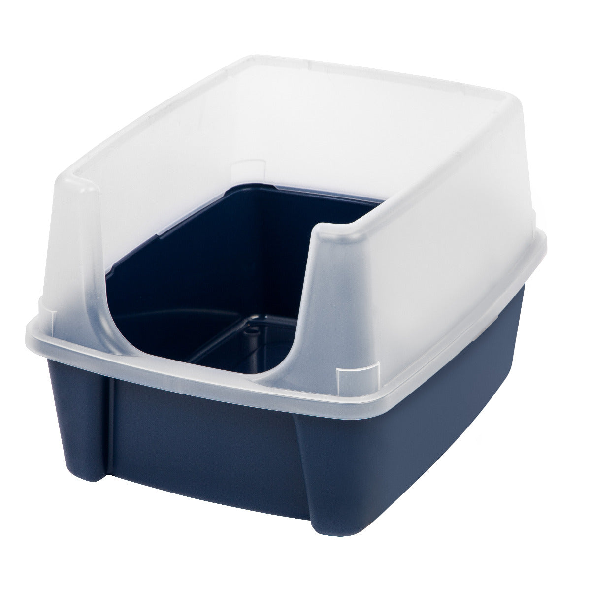 Open-Top Cat Litter Box with Cler High-Shield - Navy – IRIS USA Open-Top Cat Litter Box with Cler High-Shield - Navy – IRIS USA